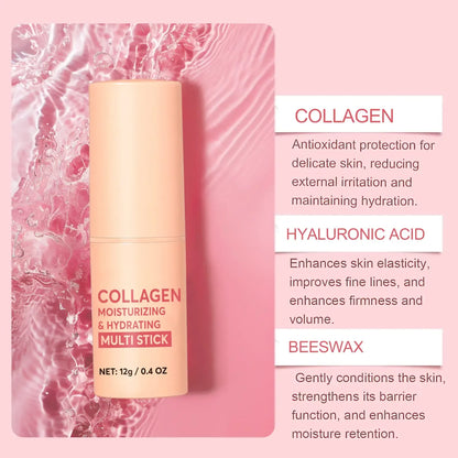 Collagen-Infused 2-in-1 Lip & Cheek Glow Stick, Long-Lasting Moisturizing & Hydrating