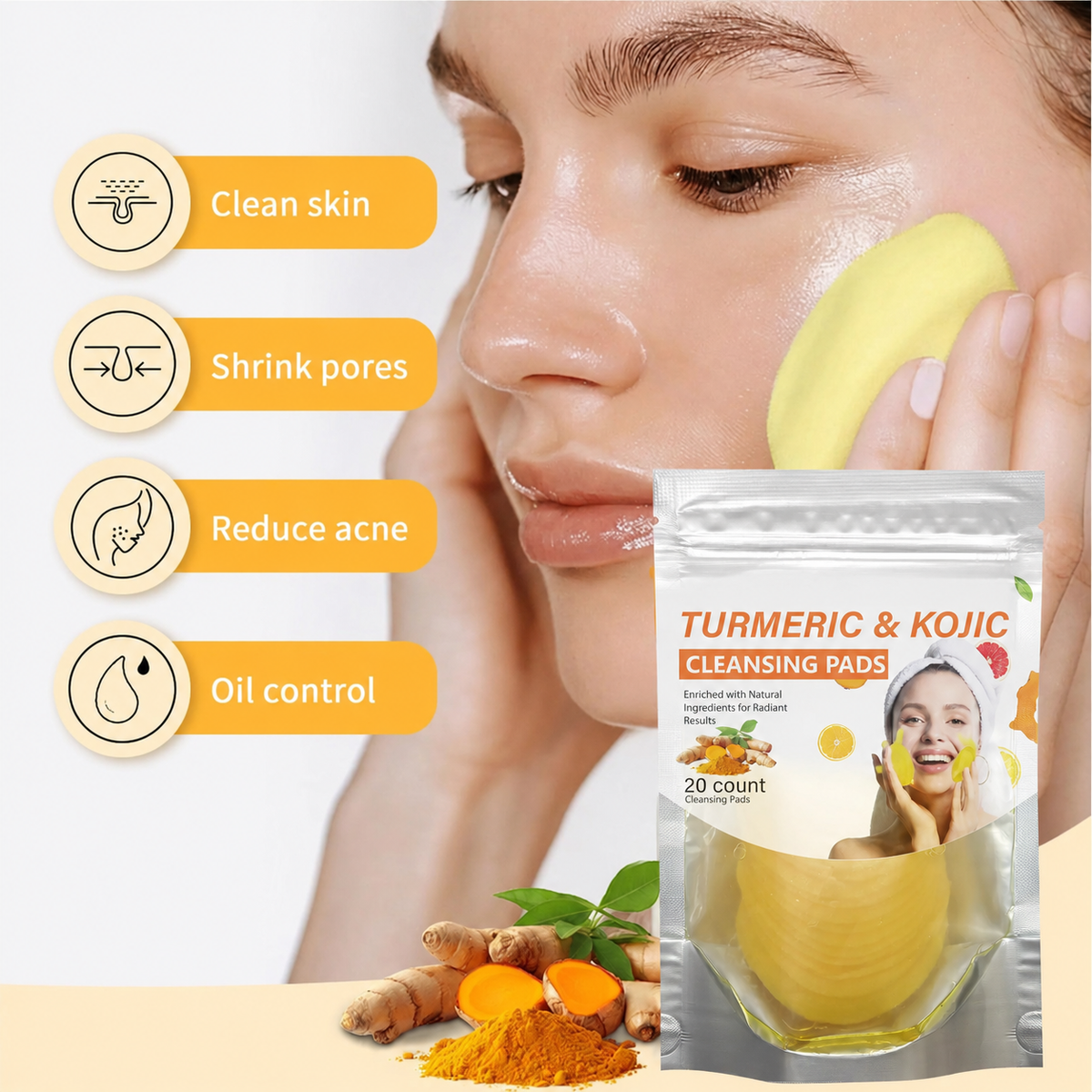🔥Newly Upgraded🔥Turmeric Cleansing & Exfoliating Pads